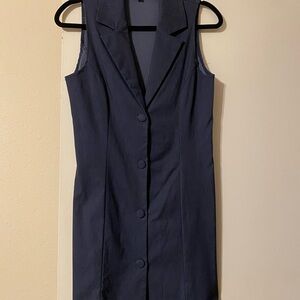 Elegant Navy Sleeveless Mini Dress